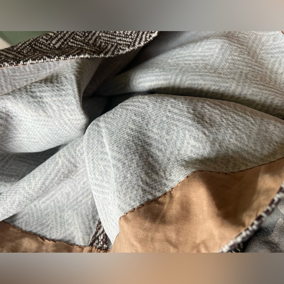 Rare Vintage Women's Wool Blend Herringbone Brown & Cream Skirt W/buttons - Picture 12 of 12